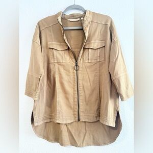 Soft Surroundings Cargo Zip Up 3/4 Sleeve Blouse Top Size S Super Soft‎